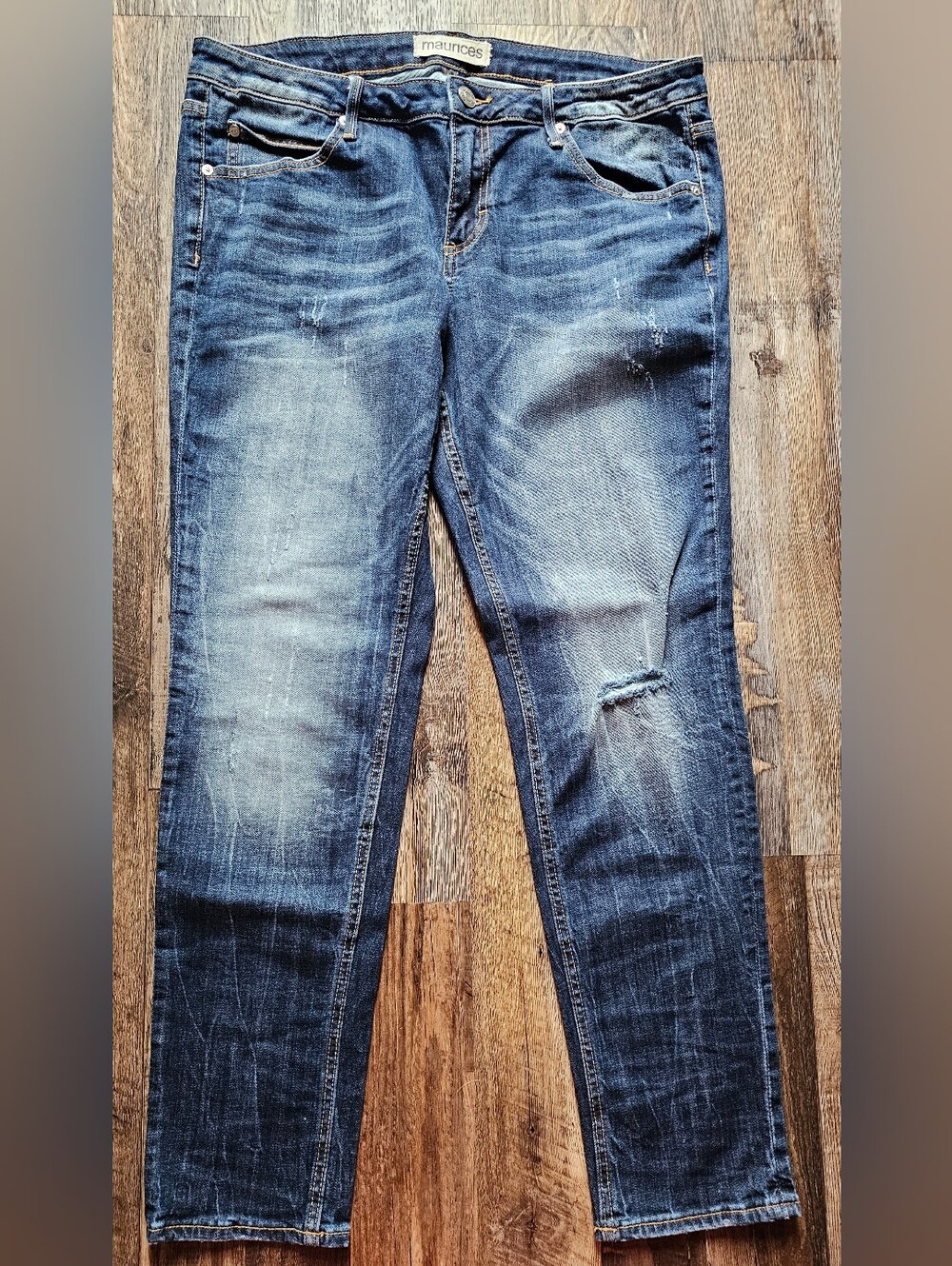 Maurices Women's Blue Skinny Jeans with Light Distressing